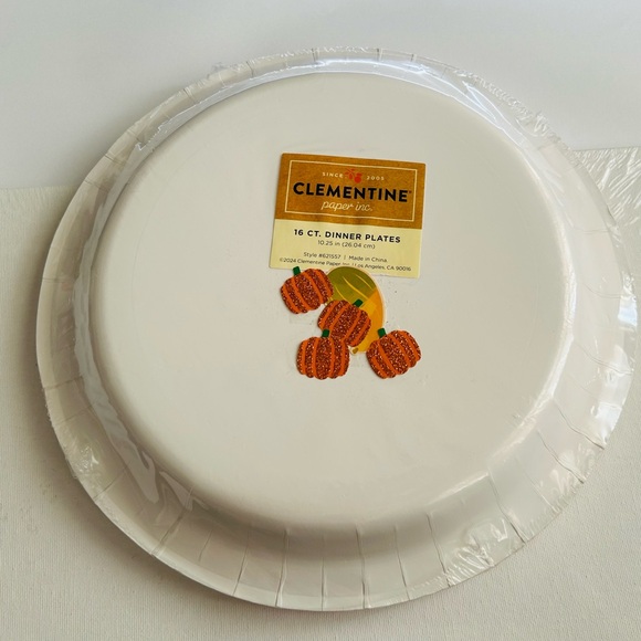 New 16 Paper Dinner Plates Pumpkin Pumpkins Clementine Paper Fall Thanksgiving - Picture 5 of 9